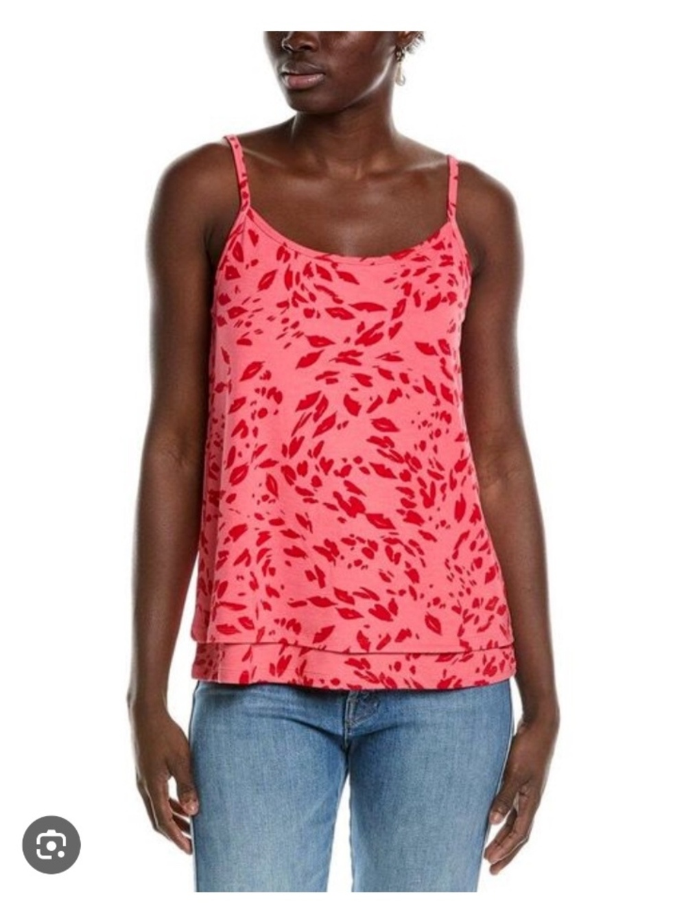 Cabi Balcony Pink Red Leopard Print Spaghetti Strap Tank Top Small
